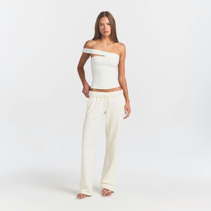 FRENCH TERRY STRAIGHT LEG PANT - ECRU - image 7
