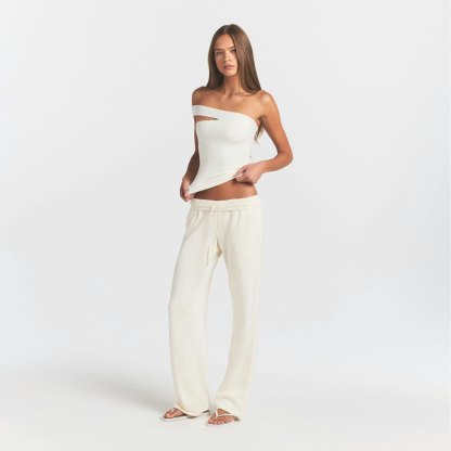FRENCH TERRY STRAIGHT LEG PANT - ECRU - image 8