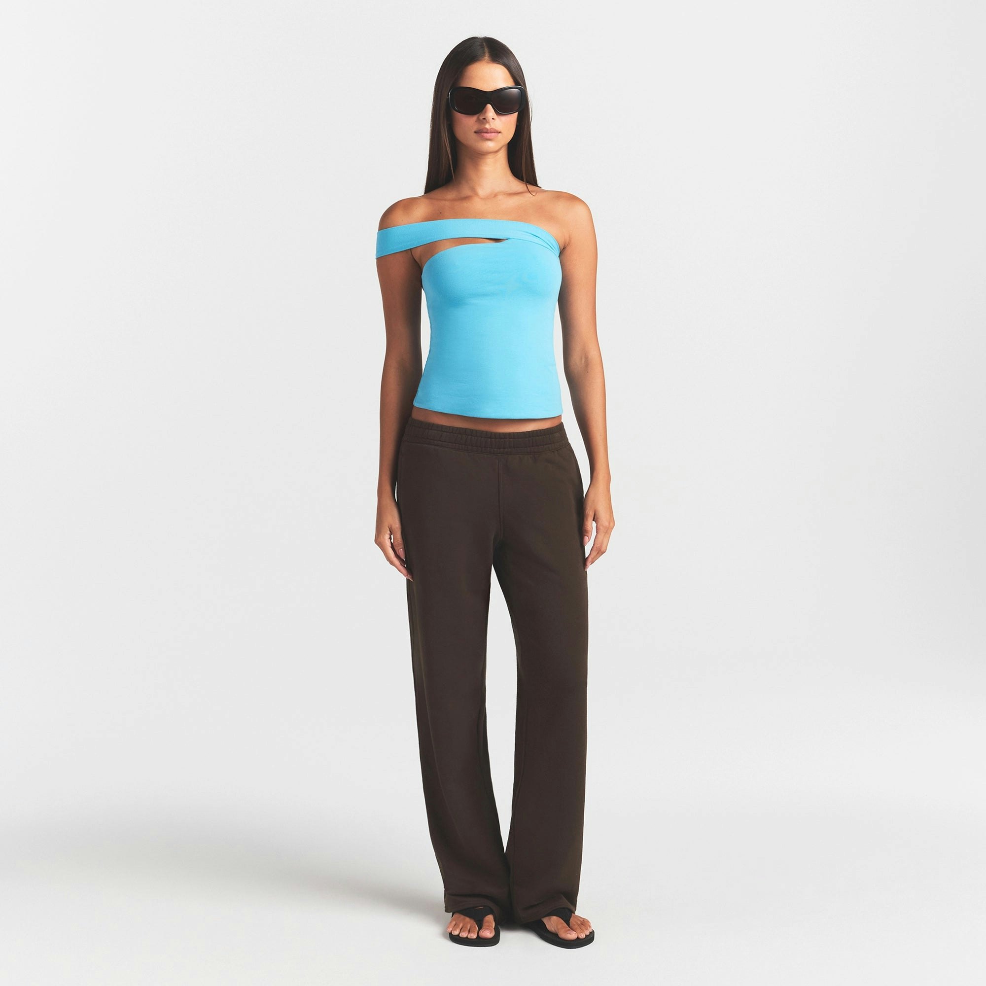 FRENCH TERRY STRAIGHT LEG PANT - ESPRESSO