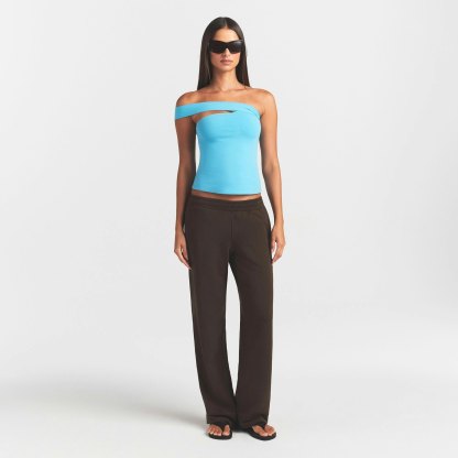 FRENCH TERRY STRAIGHT LEG PANT - ESPRESSO