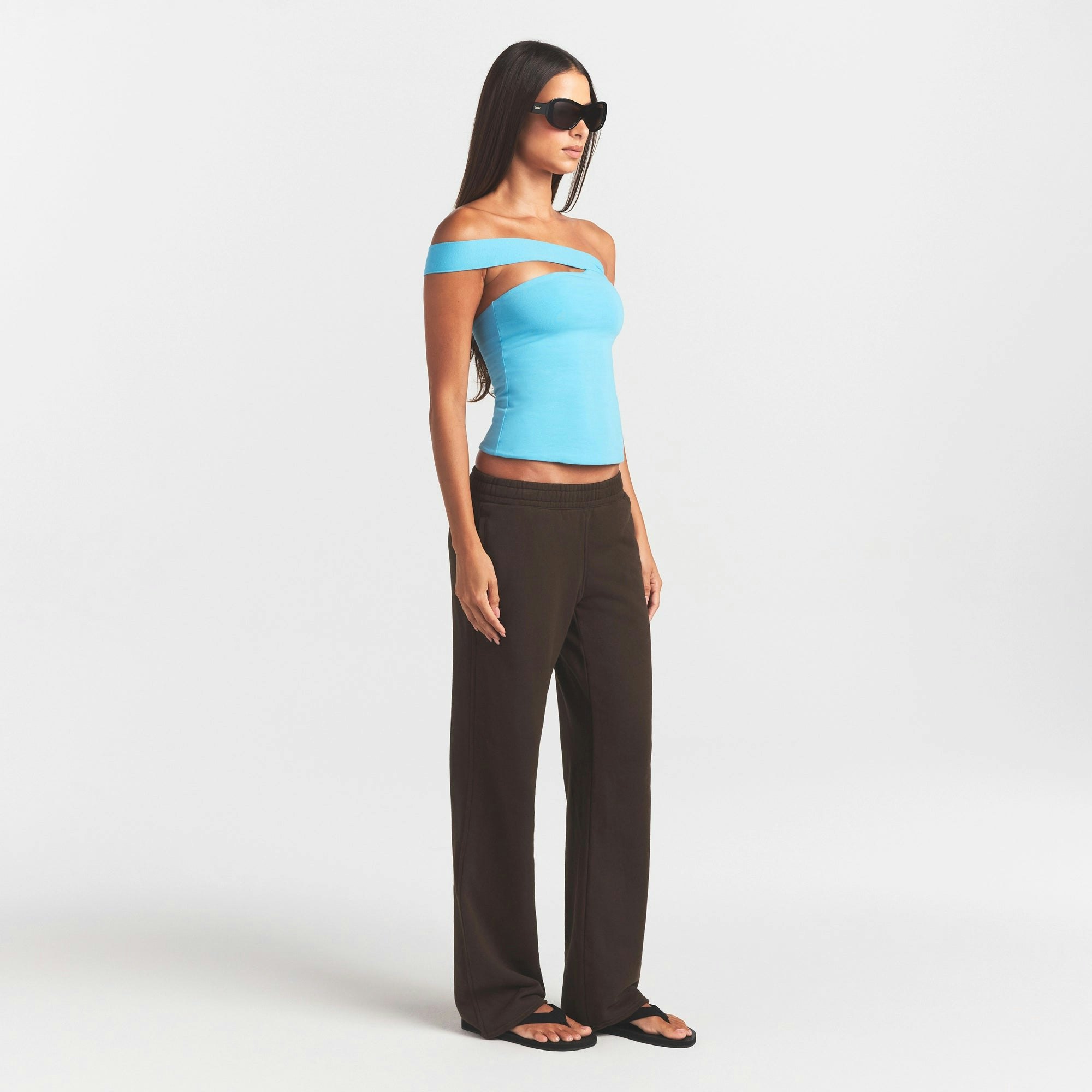 FRENCH TERRY STRAIGHT LEG PANT - ESPRESSO - image 2