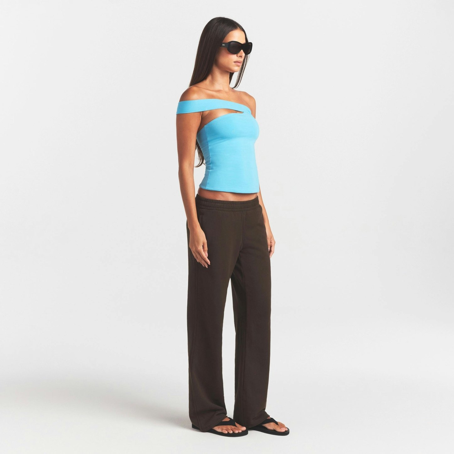 FRENCH TERRY STRAIGHT LEG PANT - ESPRESSO - image 2