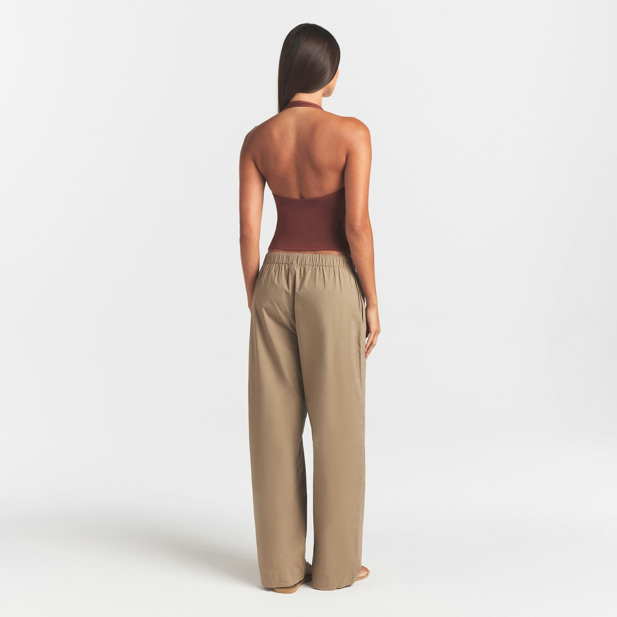 WOVEN COTTON OVERSIZED STRAIGHT LEG PANT - DESERT - image 4