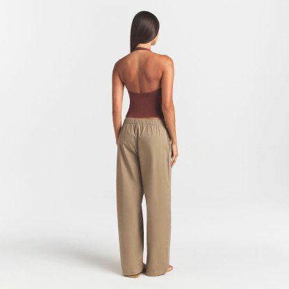 WOVEN COTTON OVERSIZED STRAIGHT LEG PANT - DESERT - image 4