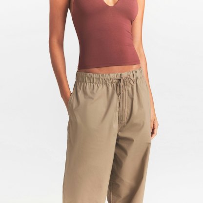WOVEN COTTON OVERSIZED STRAIGHT LEG PANT - DESERT - image 2