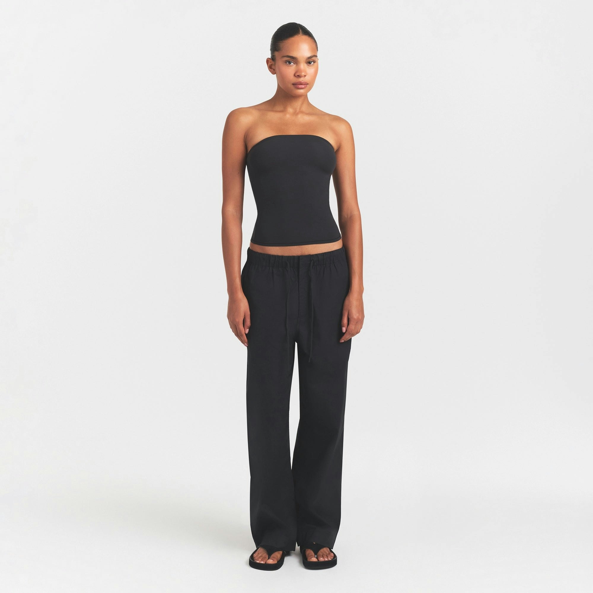 WOVEN COTTON OVERSIZED STRAIGHT LEG PANT - ONYX - image 6