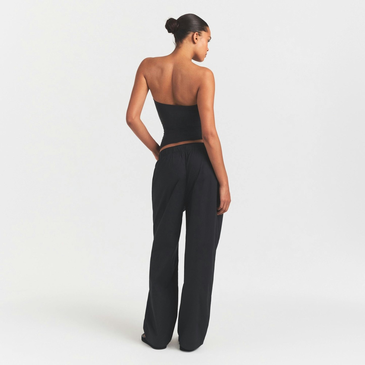 WOVEN COTTON OVERSIZED STRAIGHT LEG PANT - ONYX - image 9