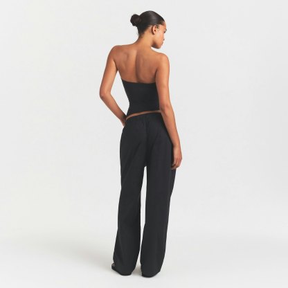 WOVEN COTTON OVERSIZED STRAIGHT LEG PANT - ONYX - image 9