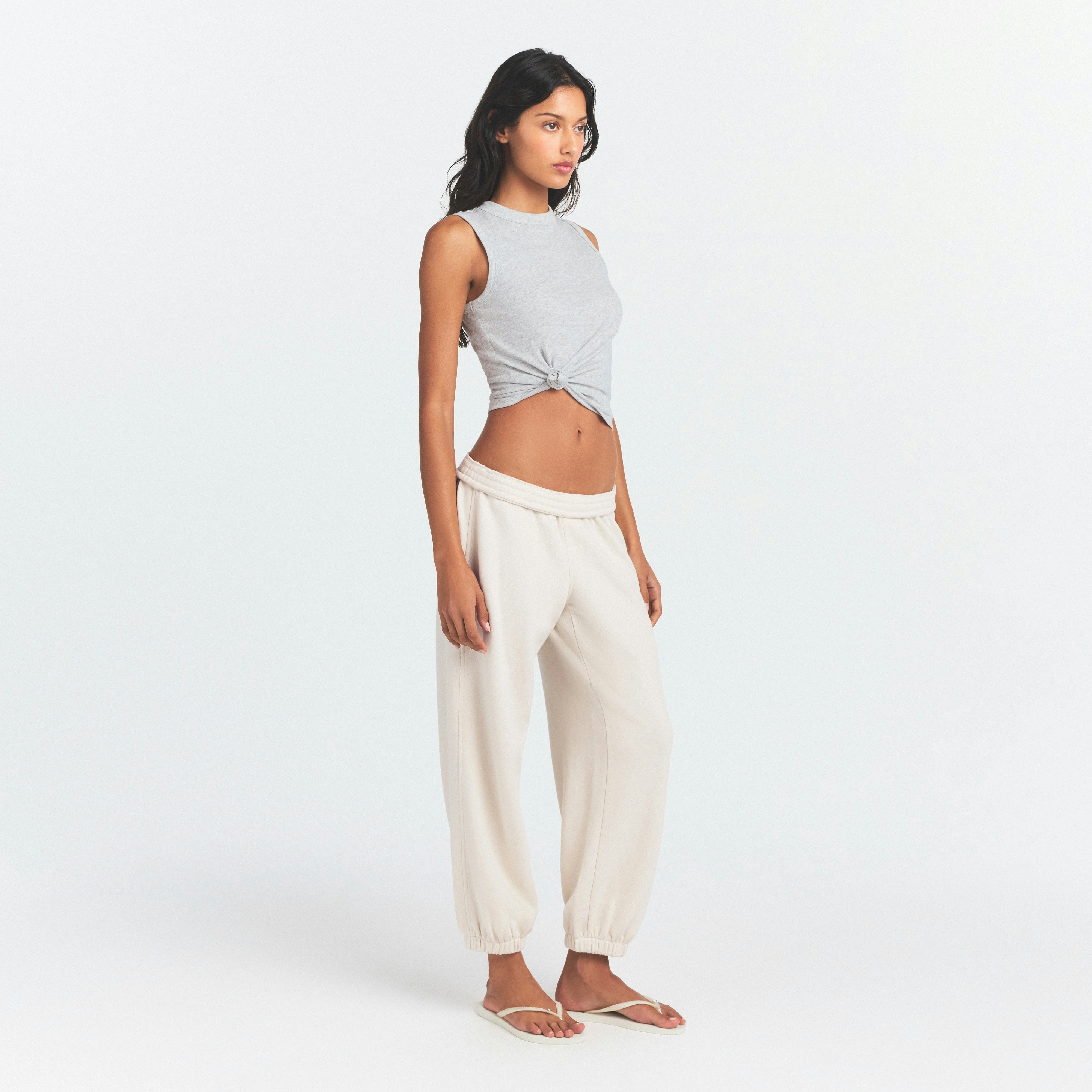 DRAPEY FRENCH TERRY CROPPED JOGGER - BUFF - image 7