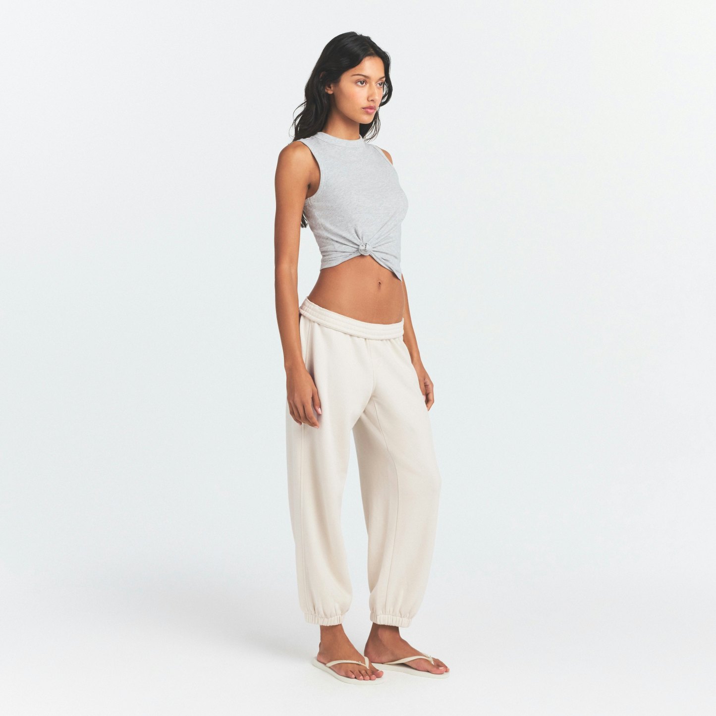 DRAPEY FRENCH TERRY CROPPED JOGGER - BUFF - image 7