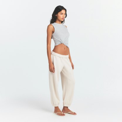 DRAPEY FRENCH TERRY CROPPED JOGGER - BUFF - image 7