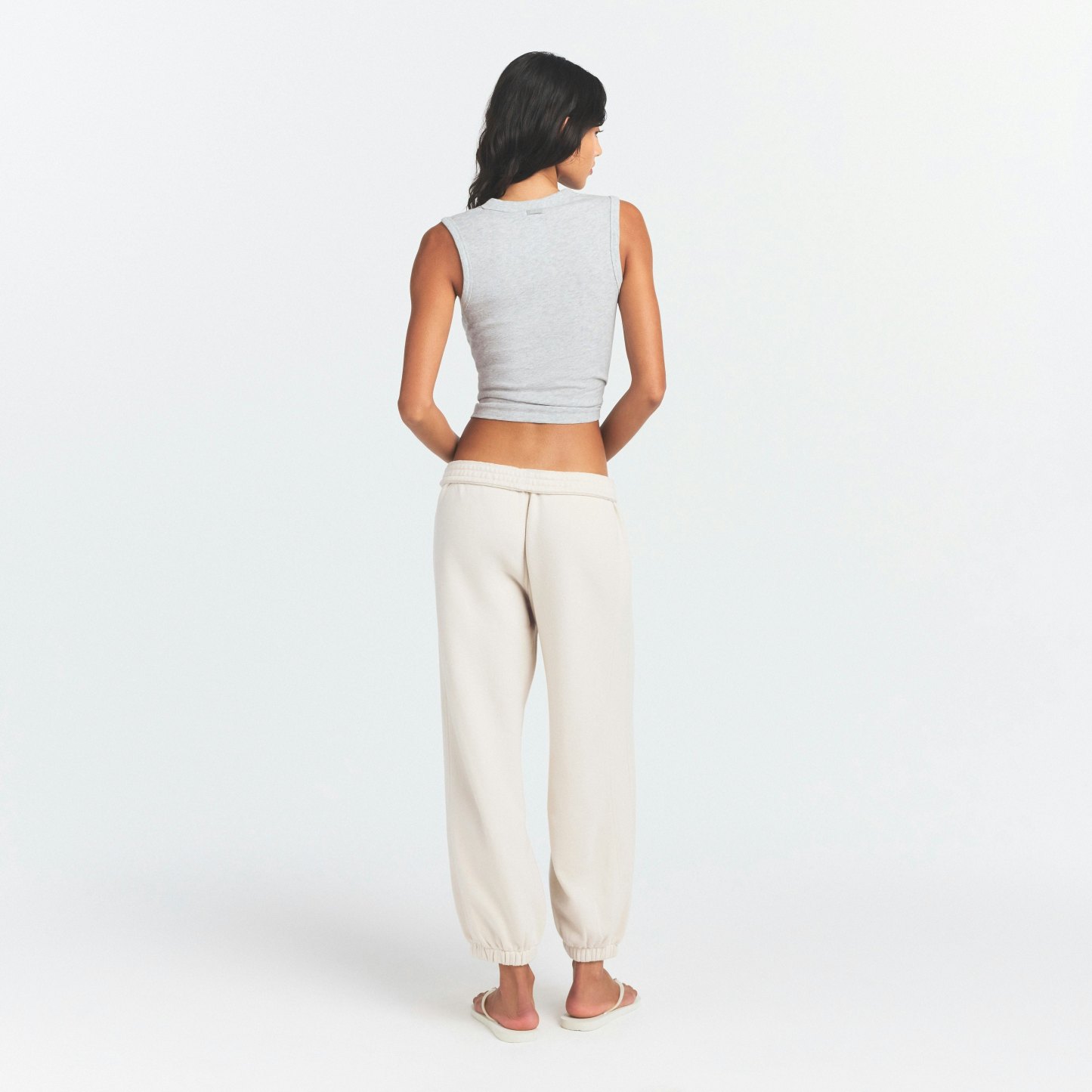 DRAPEY FRENCH TERRY CROPPED JOGGER - BUFF - image 9