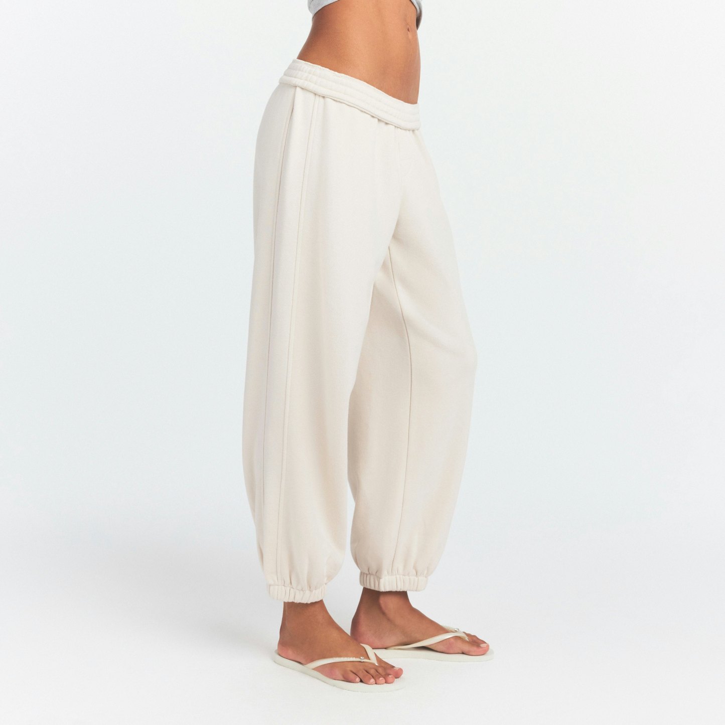 DRAPEY FRENCH TERRY CROPPED JOGGER - BUFF - image 8