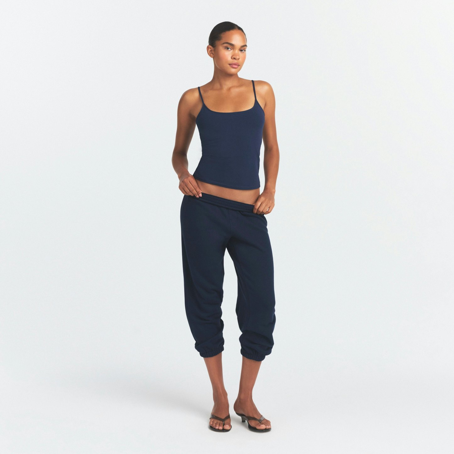 DRAPEY FRENCH TERRY CROPPED JOGGER - NAVY - image 13