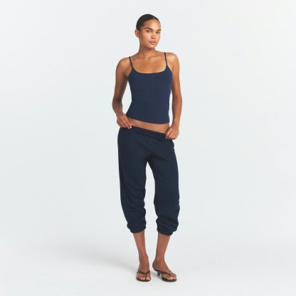 DRAPEY FRENCH TERRY CROPPED JOGGER - NAVY - image 13