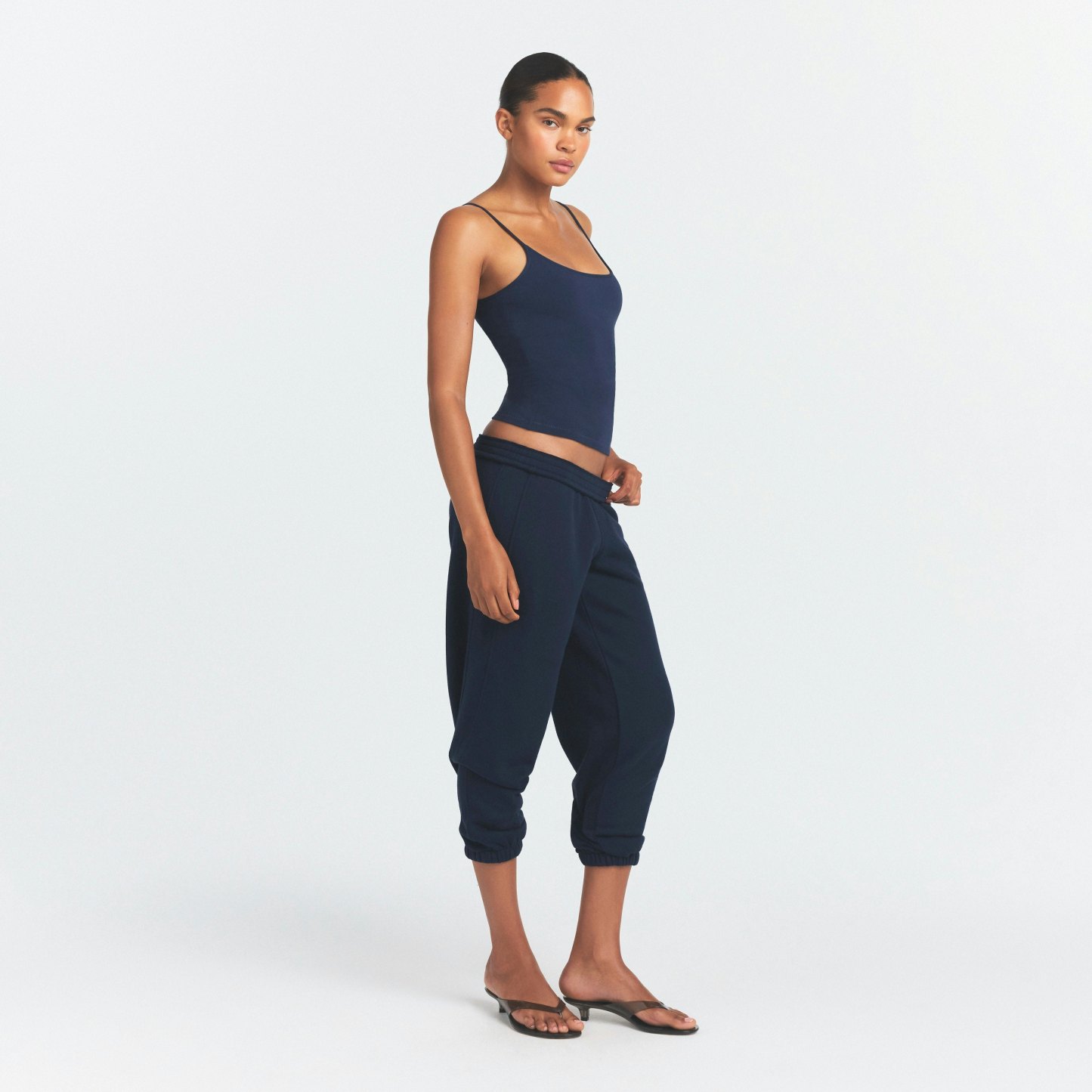 DRAPEY FRENCH TERRY CROPPED JOGGER - NAVY - image 12