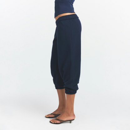 DRAPEY FRENCH TERRY CROPPED JOGGER - NAVY - image 14