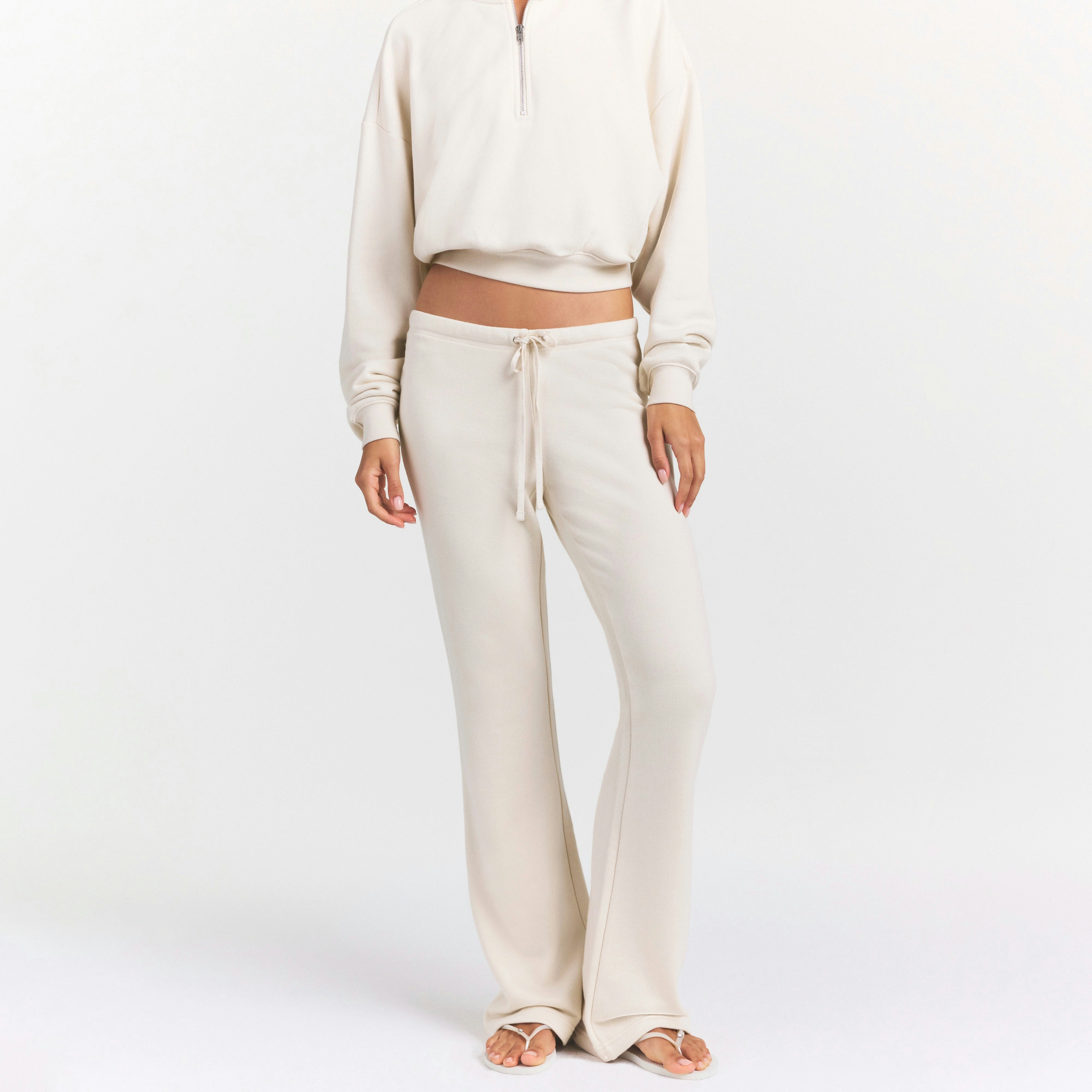 DRAPEY FRENCH TERRY STRAIGHT LEG PANT - BUFF - image 3
