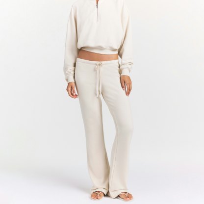 DRAPEY FRENCH TERRY STRAIGHT LEG PANT - BUFF - image 3