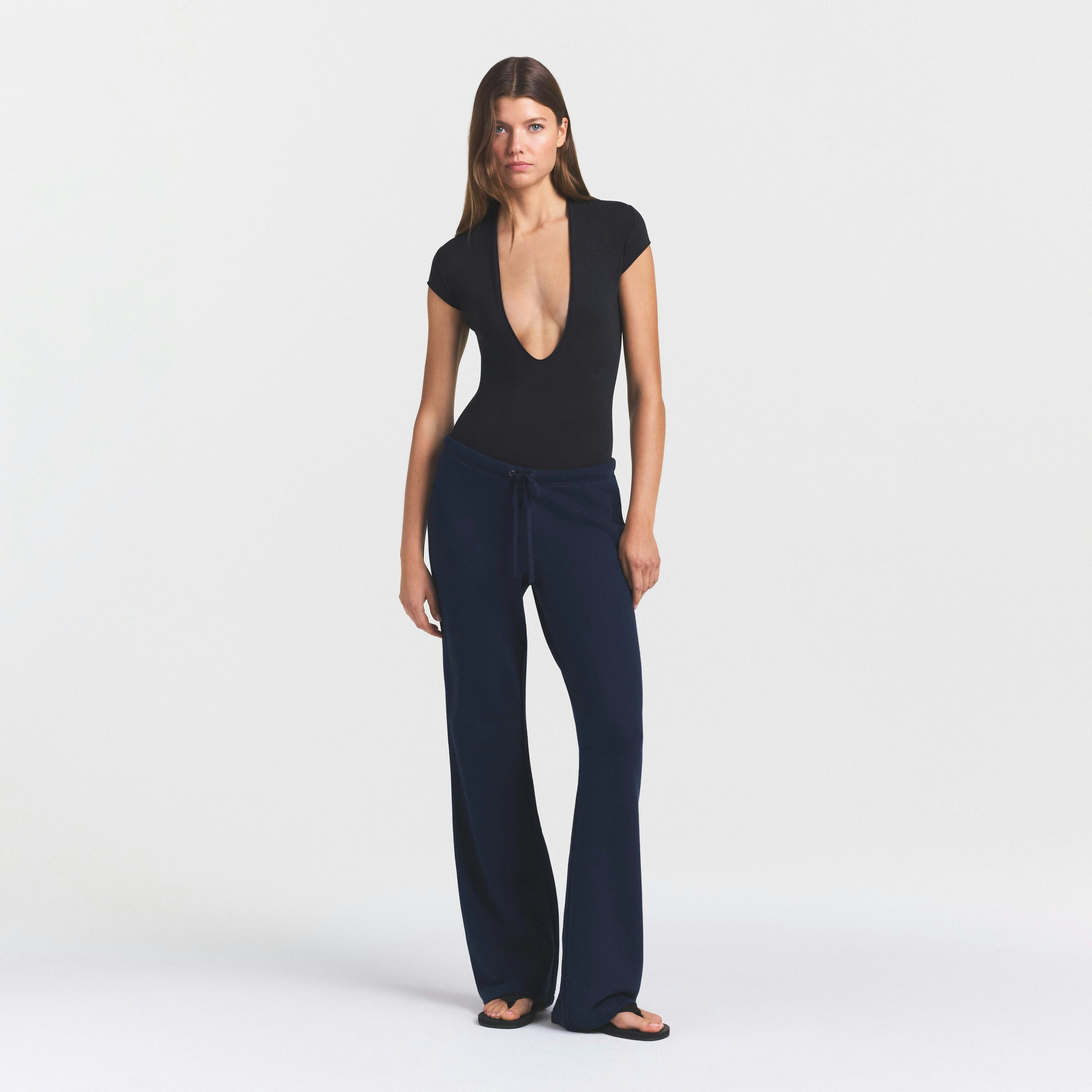 DRAPEY FRENCH TERRY STRAIGHT LEG PANT - NAVY - image 13