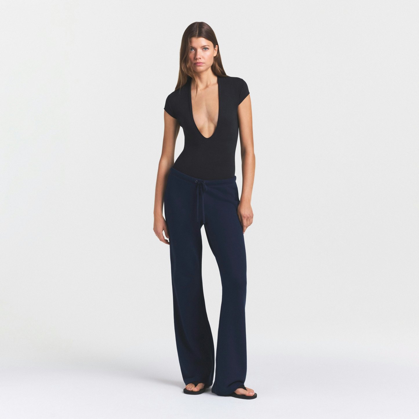 DRAPEY FRENCH TERRY STRAIGHT LEG PANT - NAVY - image 13