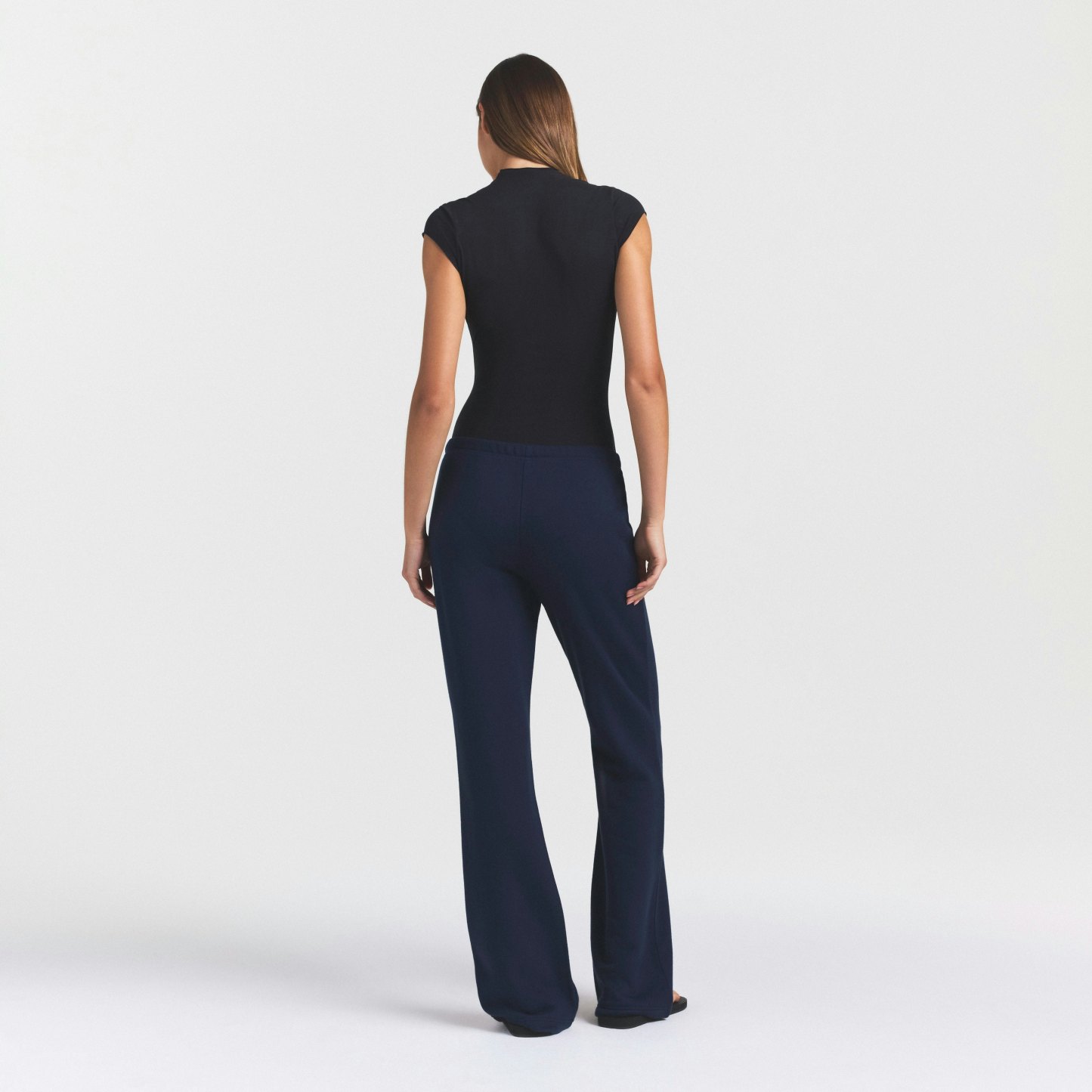 DRAPEY FRENCH TERRY STRAIGHT LEG PANT - NAVY - image 15