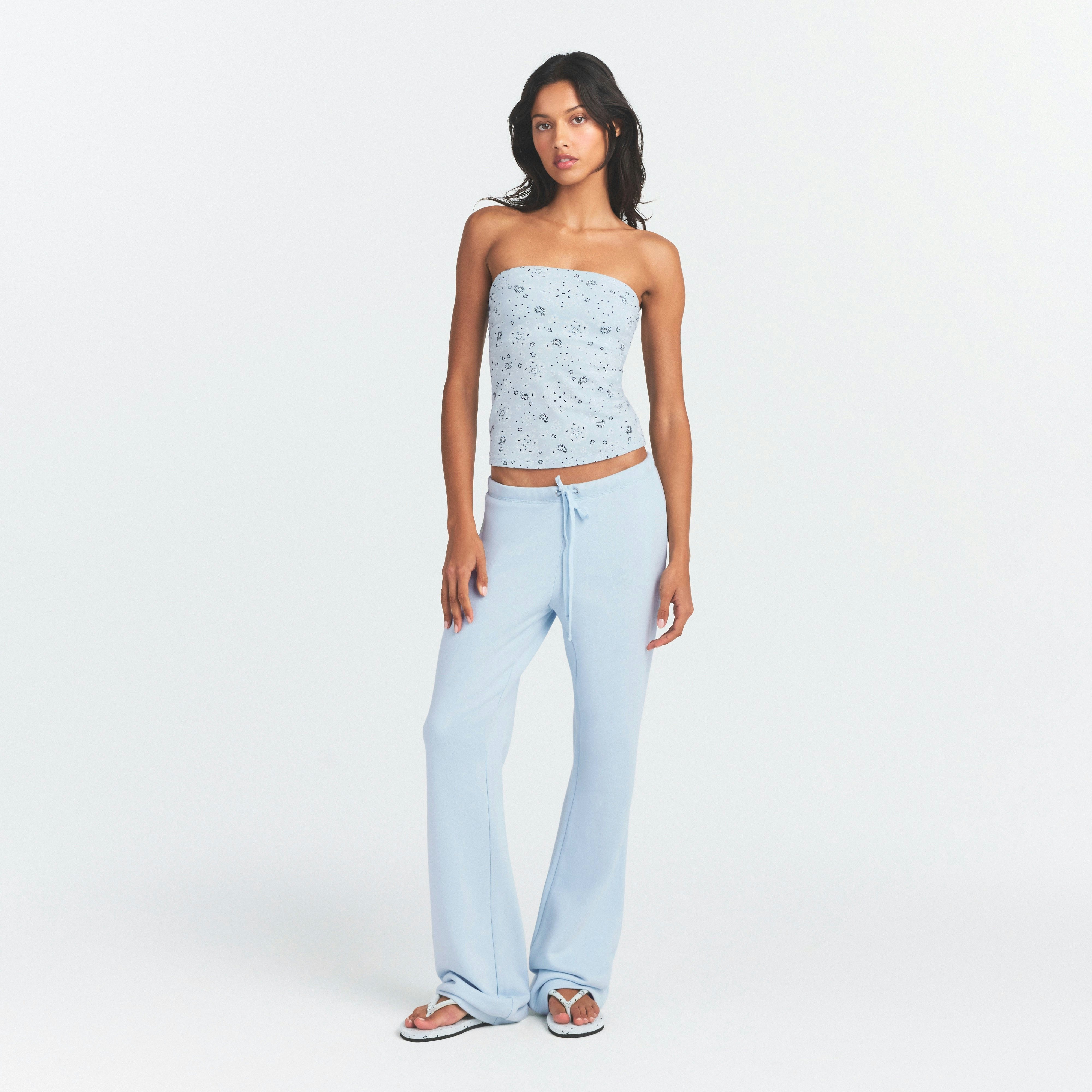 DRAPEY FRENCH TERRY STRAIGHT LEG PANT - POWDER BLUE - image 7