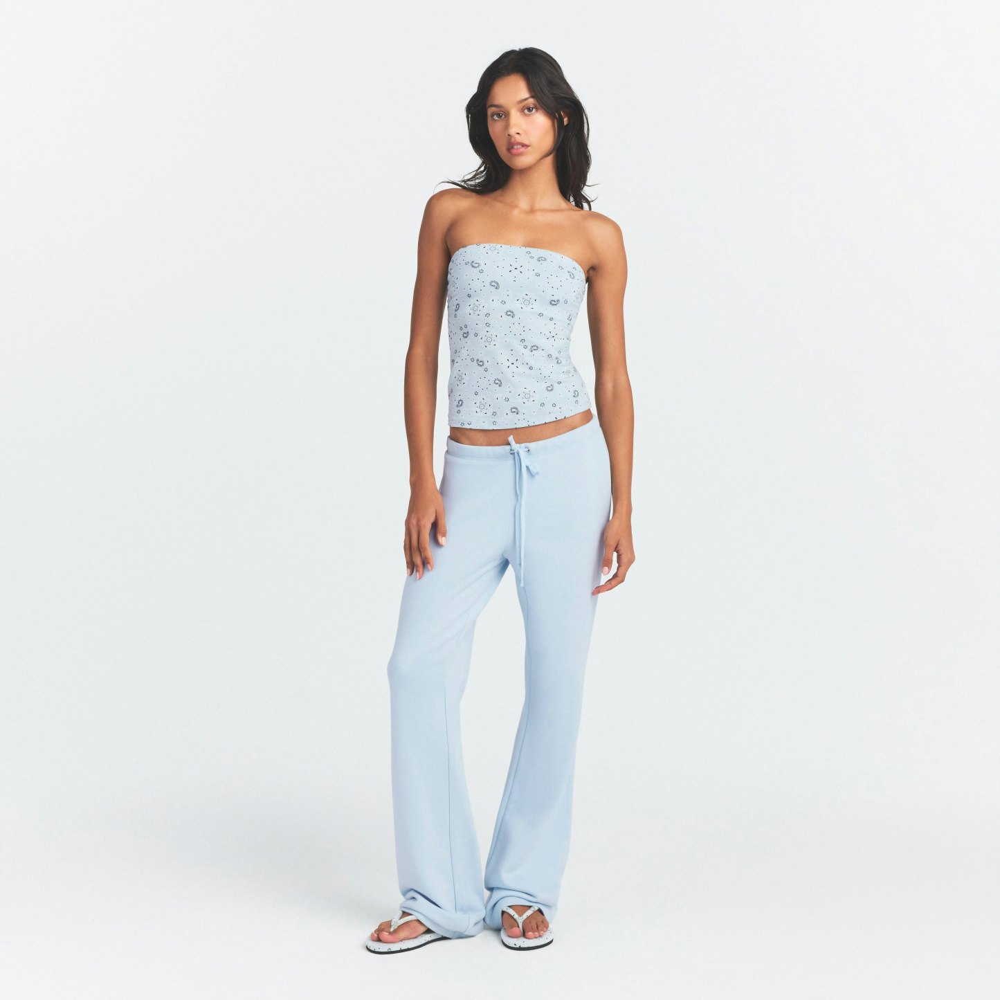 DRAPEY FRENCH TERRY STRAIGHT LEG PANT - POWDER BLUE - image 7