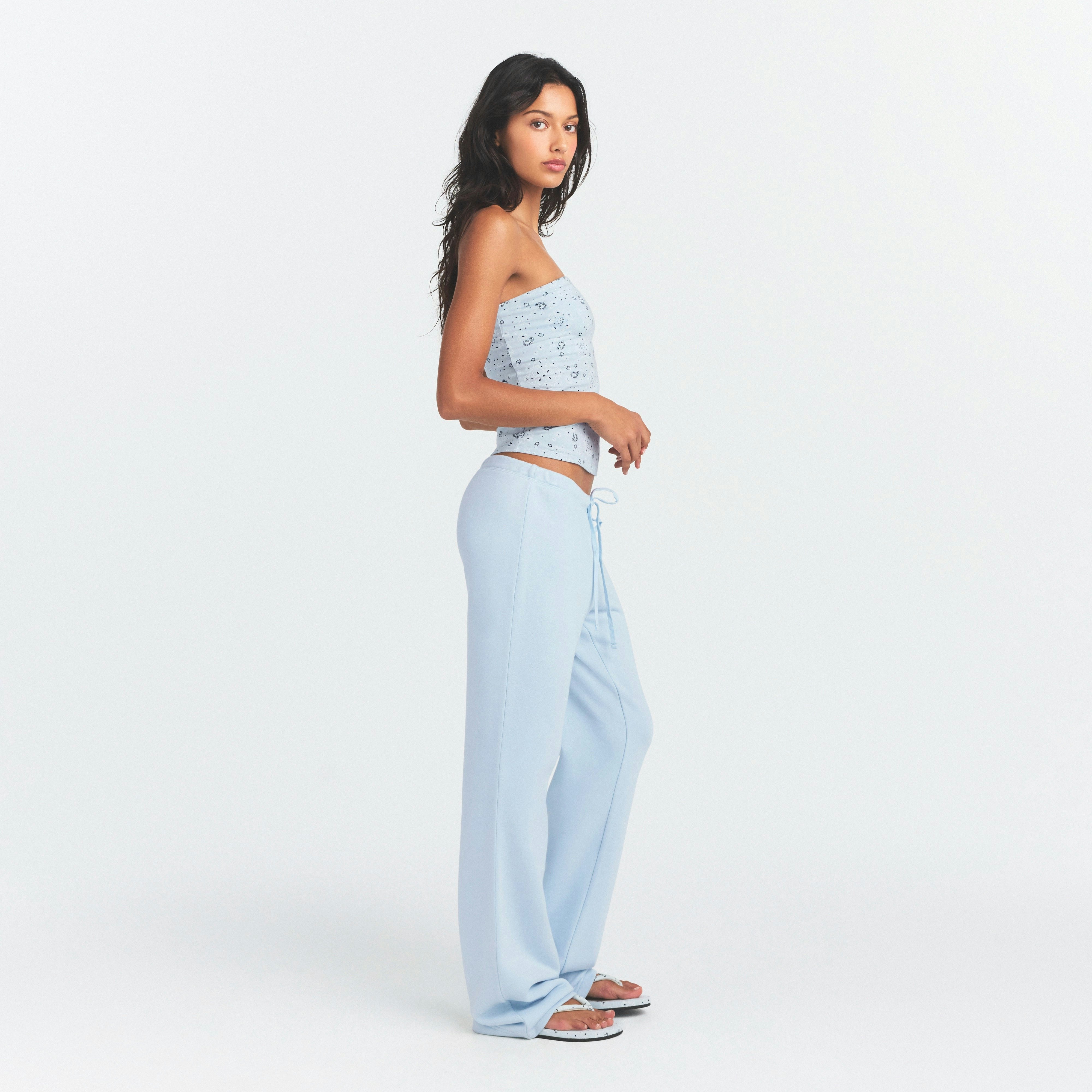 DRAPEY FRENCH TERRY STRAIGHT LEG PANT - POWDER BLUE - image 9