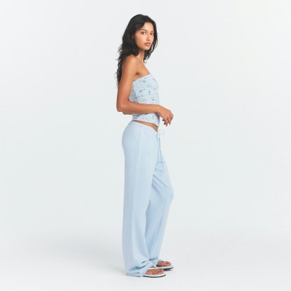 DRAPEY FRENCH TERRY STRAIGHT LEG PANT - POWDER BLUE - image 9