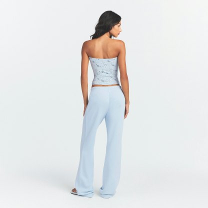 DRAPEY FRENCH TERRY STRAIGHT LEG PANT - POWDER BLUE - image 10