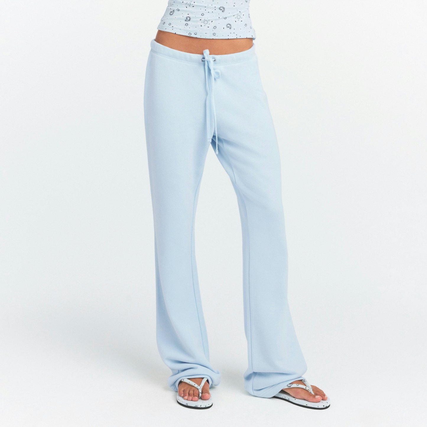 DRAPEY FRENCH TERRY STRAIGHT LEG PANT - POWDER BLUE - image 8