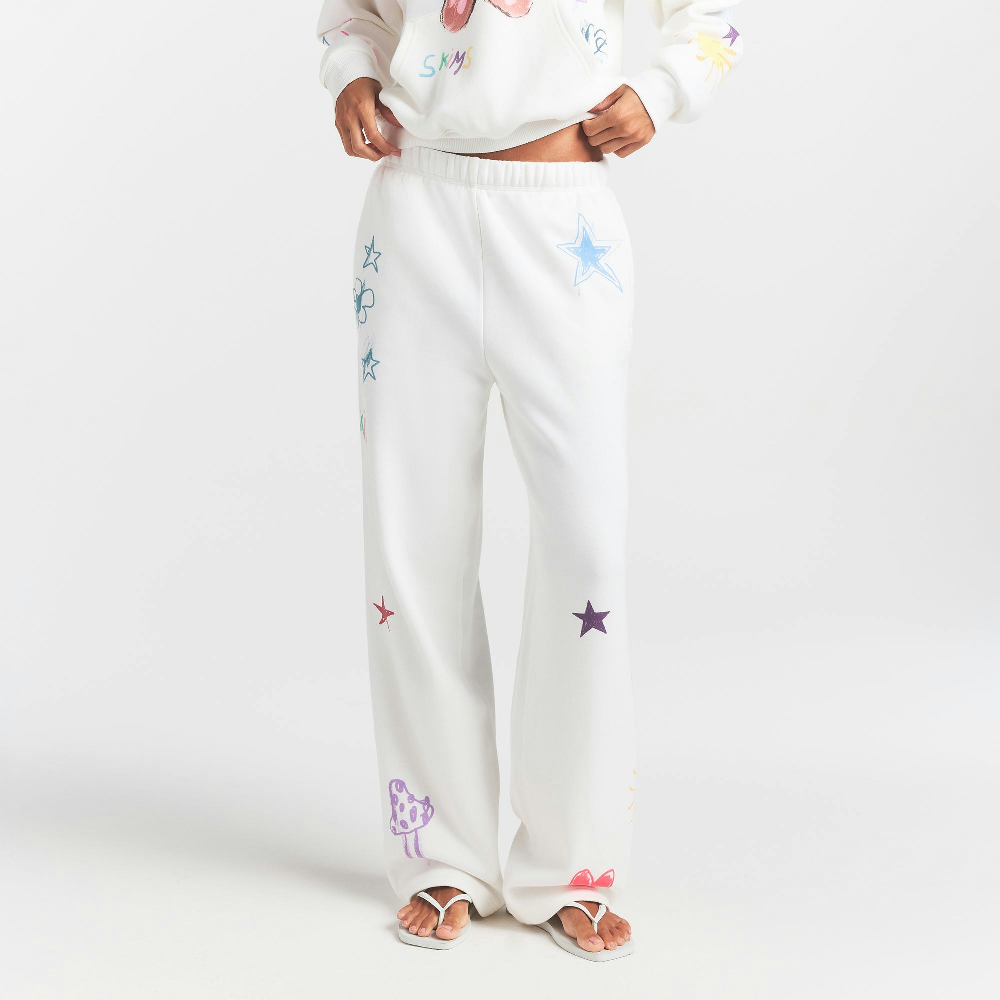 COTTON FLEECE CLASSIC STRAIGHT LEG PANT - MARBLE MULTI DOODLE PRINT - image 25