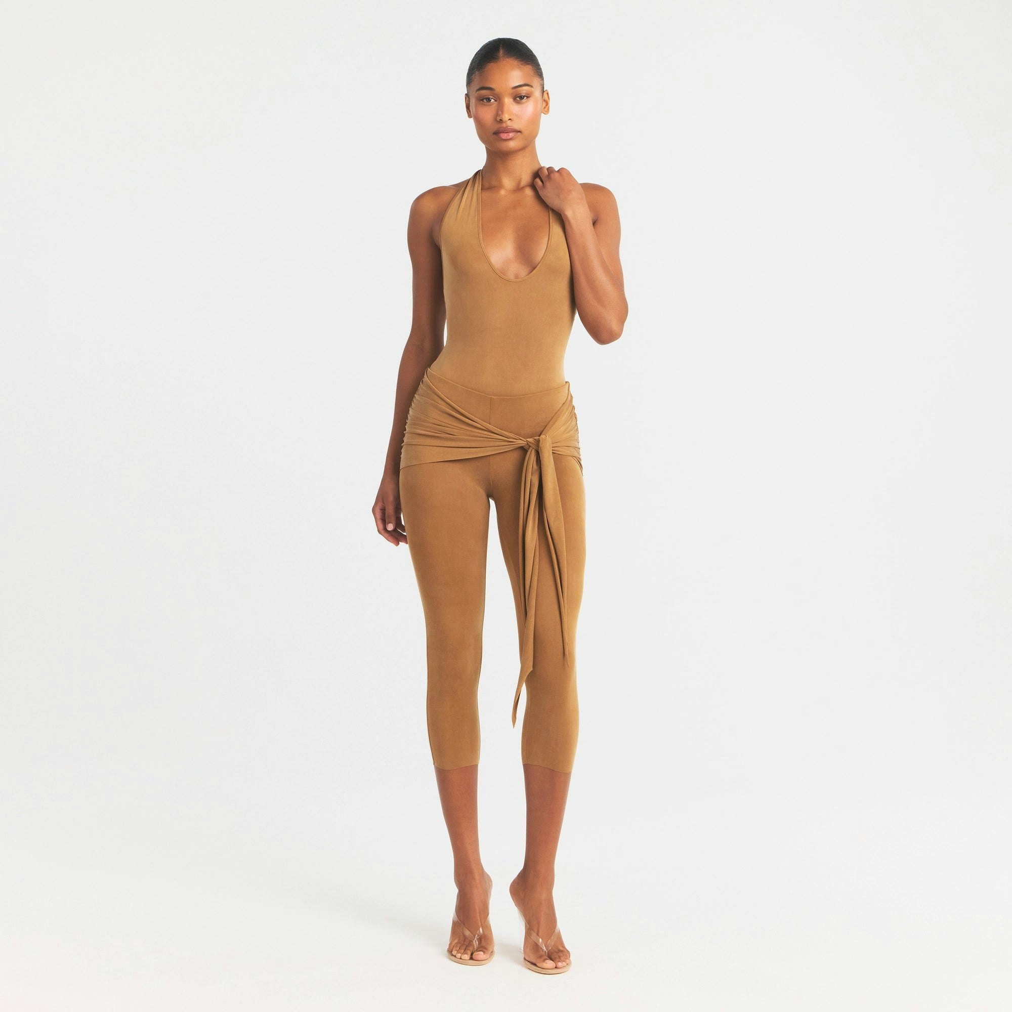 CUPRO JERSEY WRAP CAPRI - ALMOND - image 7