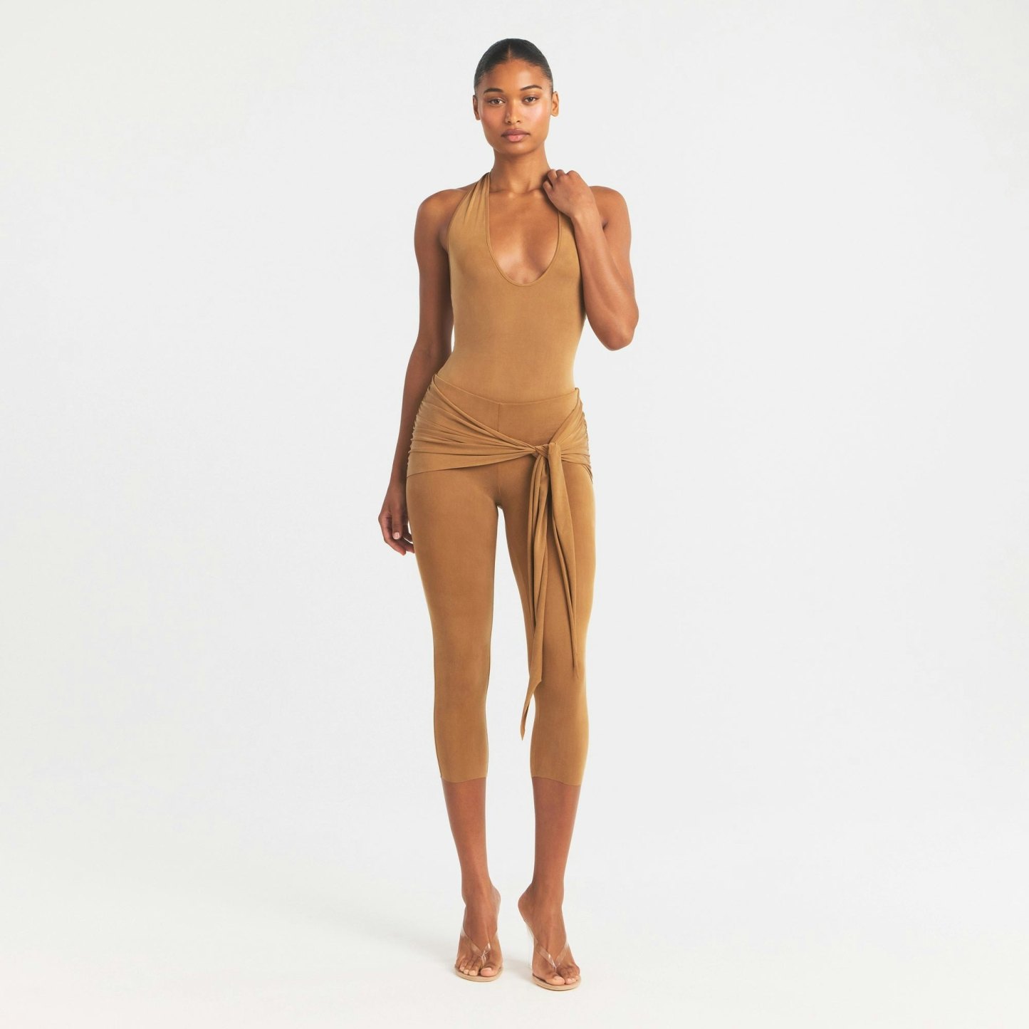 CUPRO JERSEY WRAP CAPRI - ALMOND - image 7