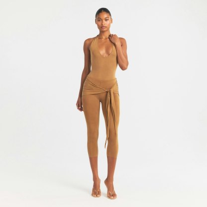CUPRO JERSEY WRAP CAPRI - ALMOND - image 7