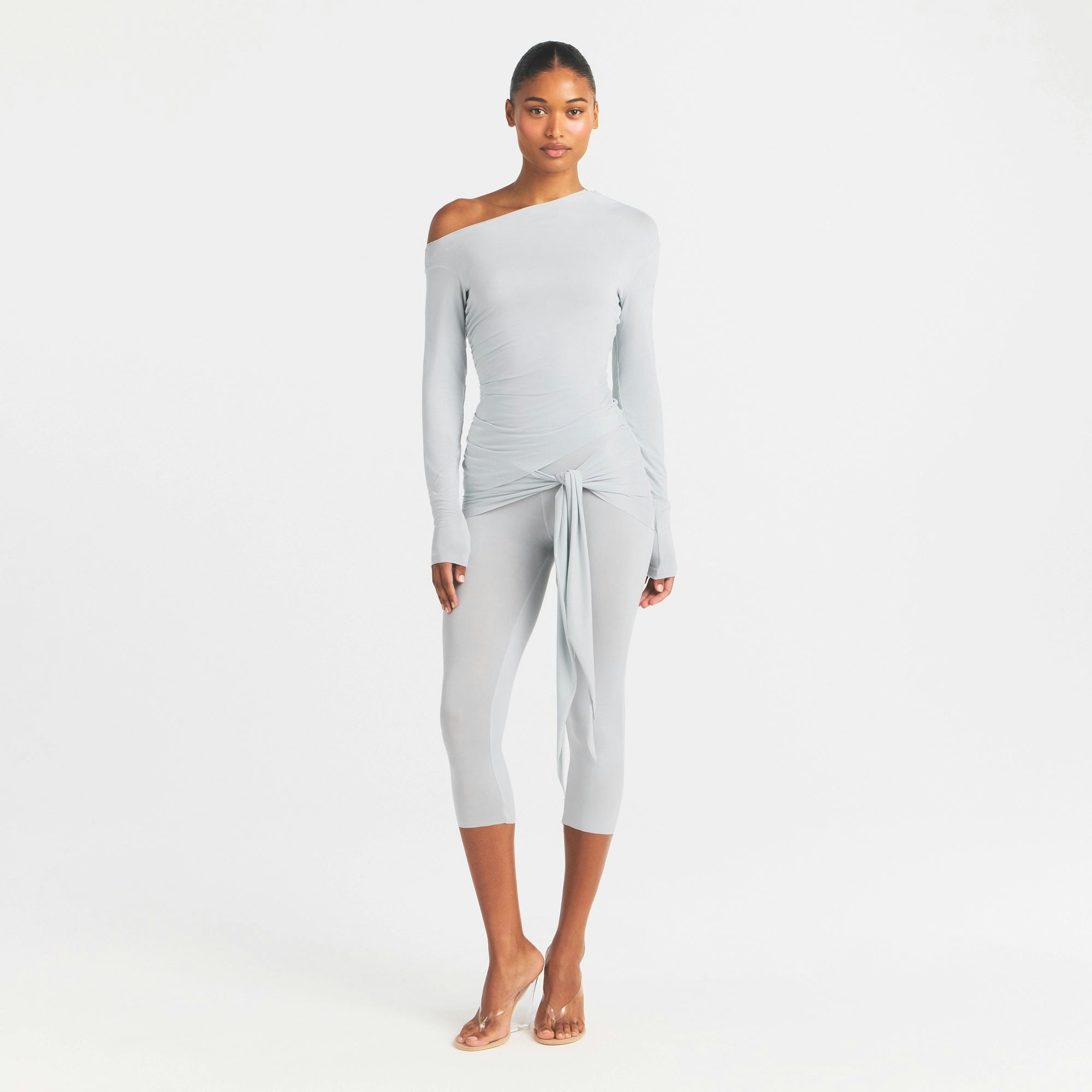 CUPRO JERSEY WRAP CAPRI - PEARL