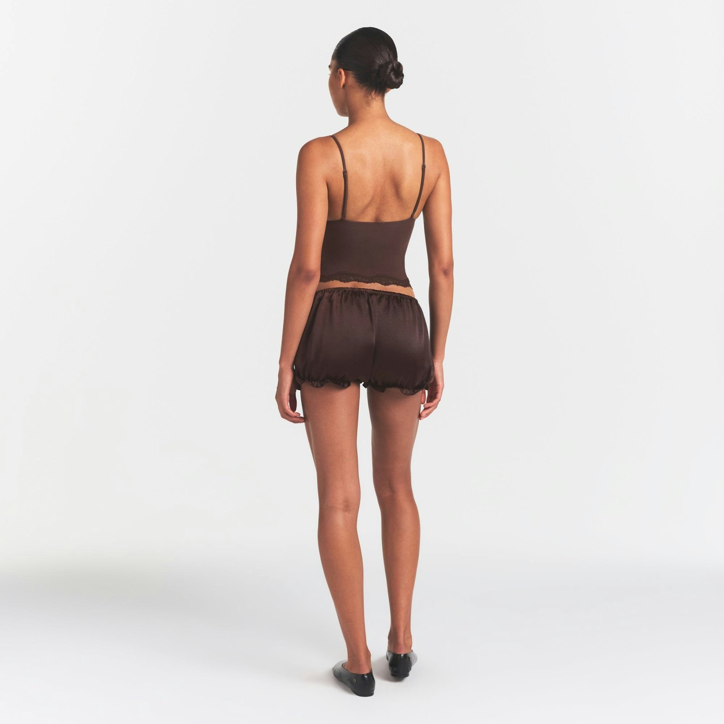 LIGHTWEIGHT SATIN BLOOMER SHORT - ESPRESSO - image 10