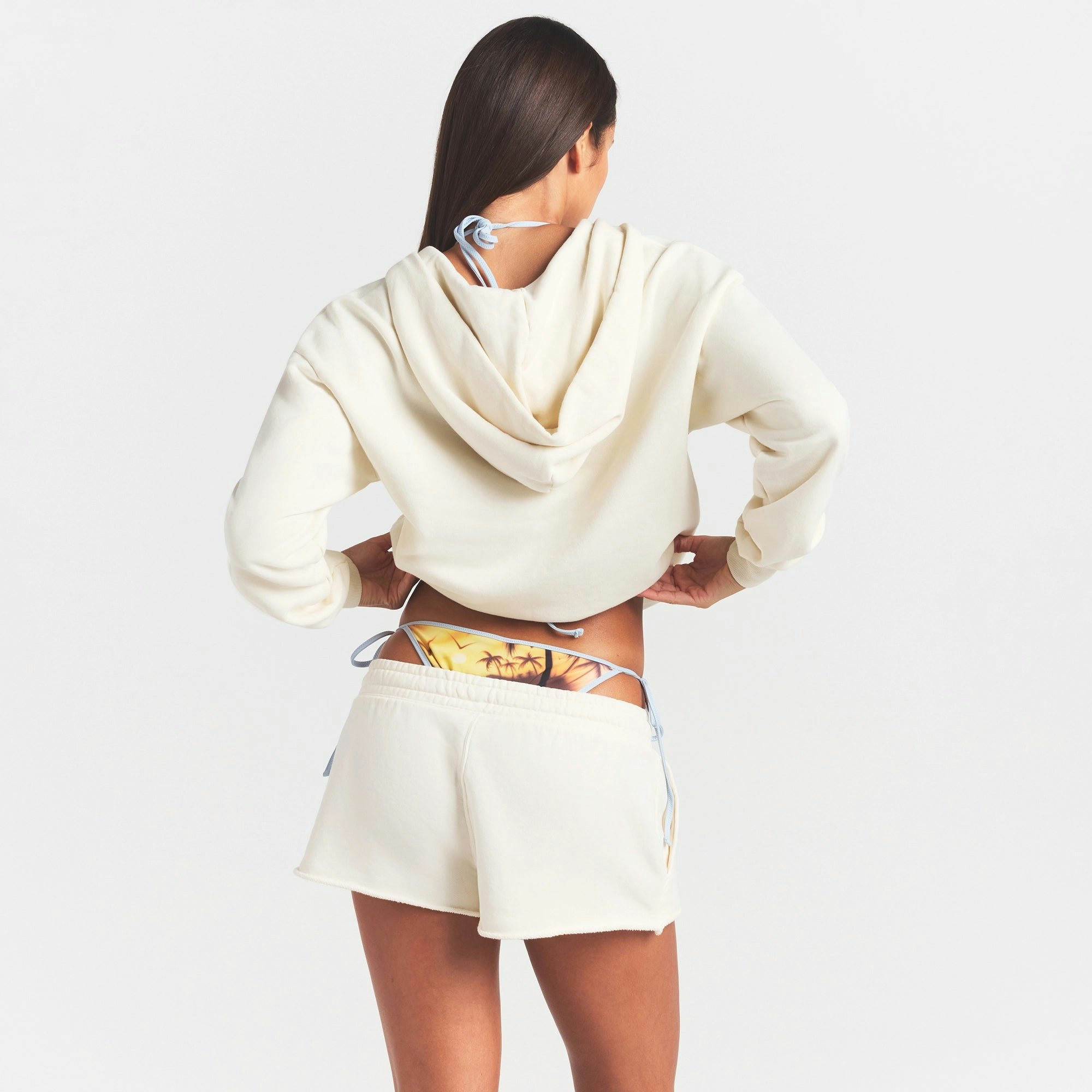 FRENCH TERRY RAW EDGE SHORT - ECRU - image 8
