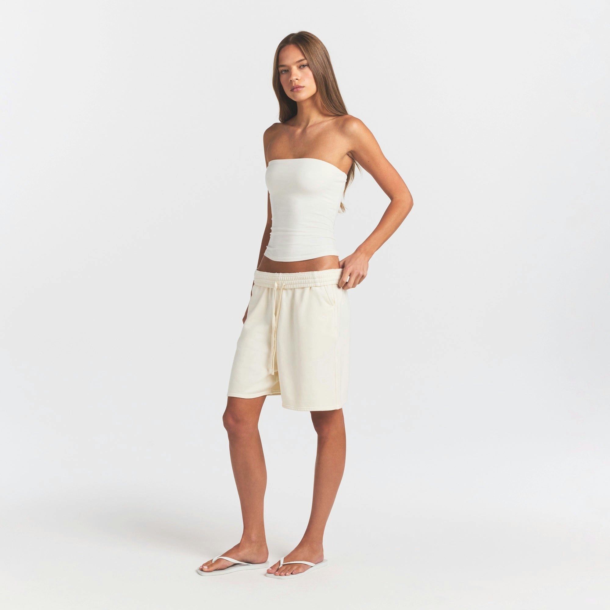 FRENCH TERRY LONG SHORT - ECRU - image 9