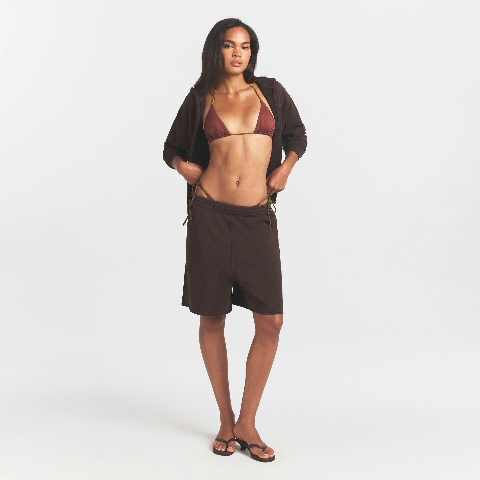 FRENCH TERRY LONG SHORT - ESPRESSO