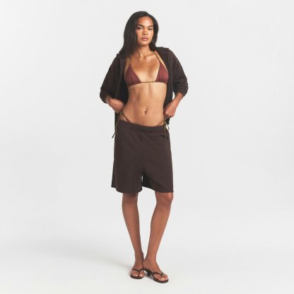 FRENCH TERRY LONG SHORT - ESPRESSO