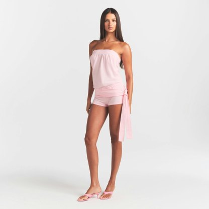COTTON JERSEY FOLDOVER SHORT - CHERRY BLOSSOM - image 3