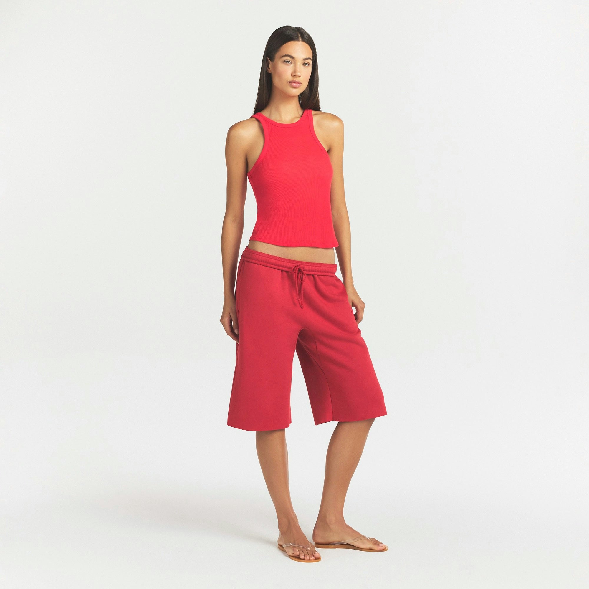 COTTON FLEECE LONG SHORT - WASHED RED - image 4