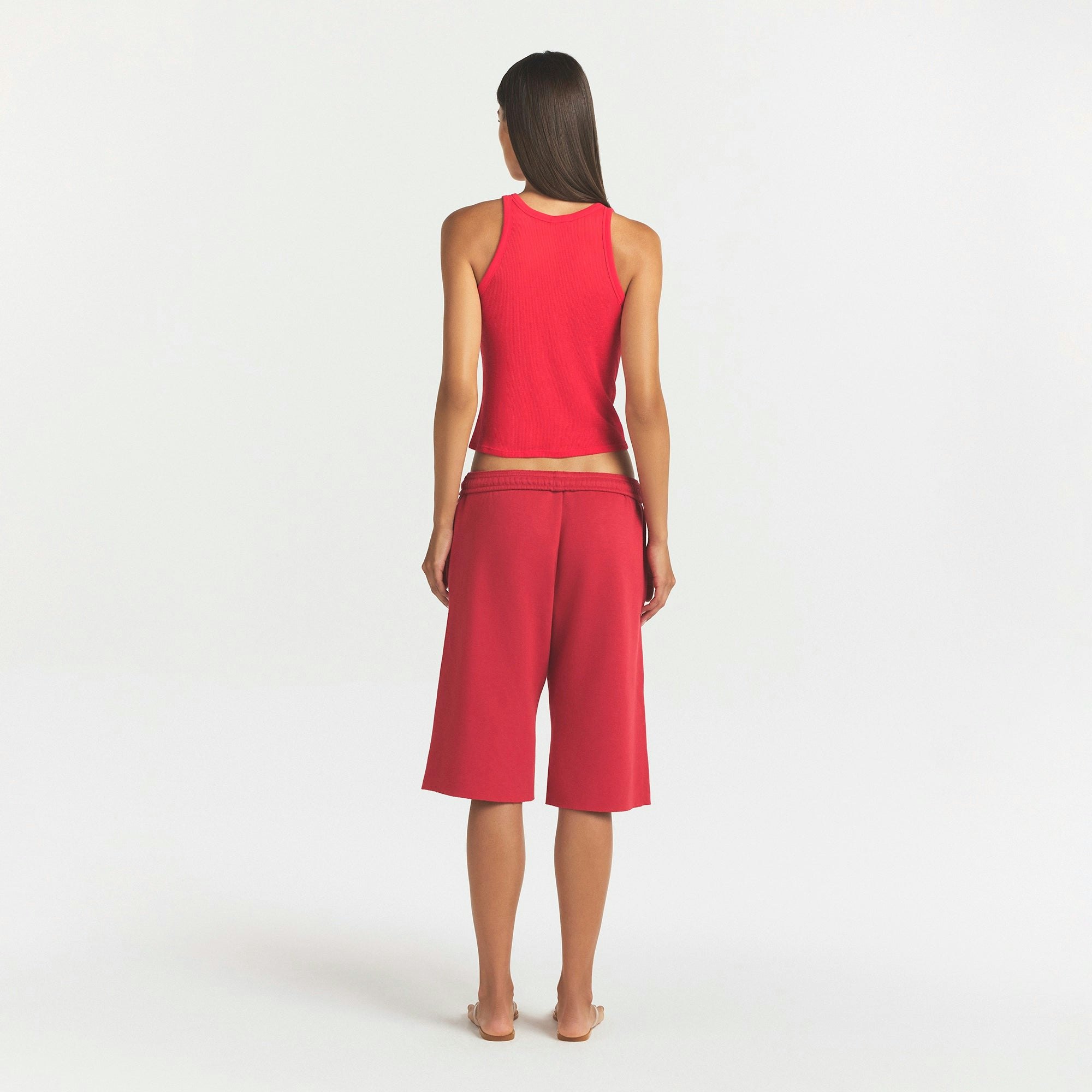 COTTON FLEECE LONG SHORT - WASHED RED - image 3