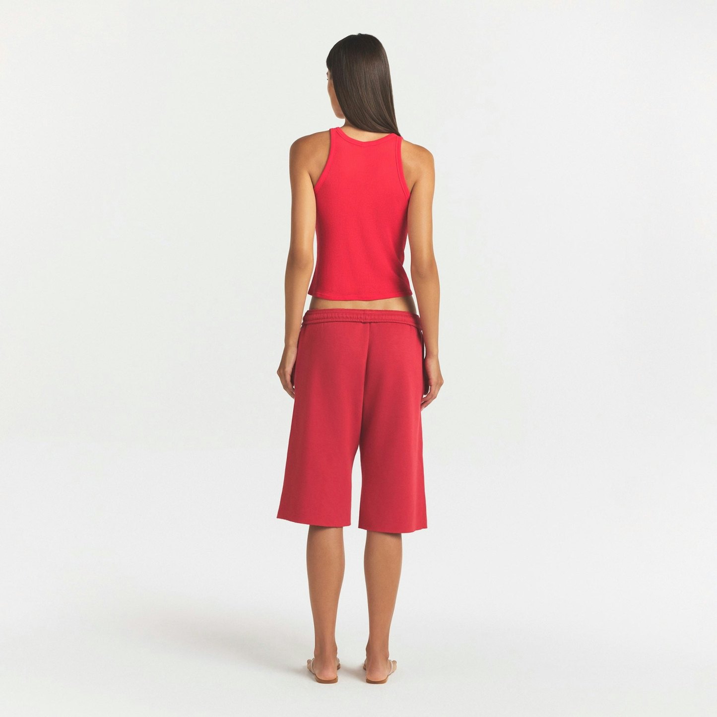 COTTON FLEECE LONG SHORT - WASHED RED - image 3