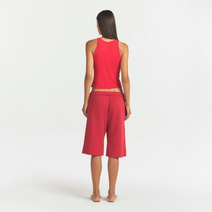 COTTON FLEECE LONG SHORT - WASHED RED - image 3