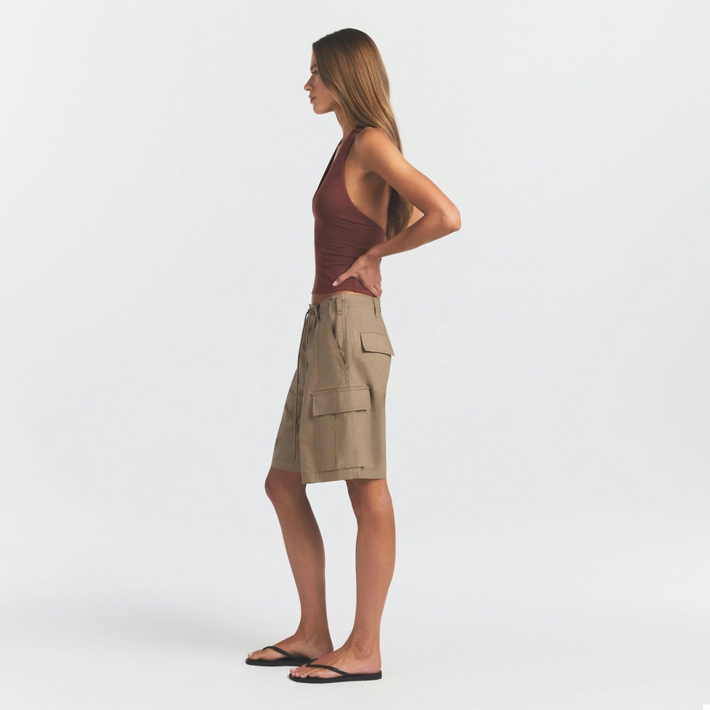 WOVEN COTTON OVERSIZED CARGO SHORT - DESERT - image 8