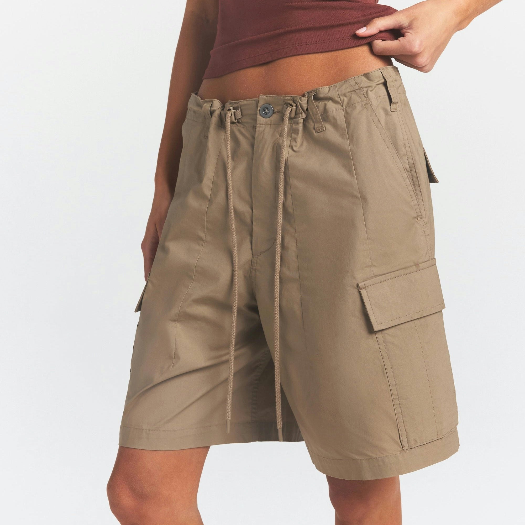 WOVEN COTTON OVERSIZED CARGO SHORT - DESERT - image 7
