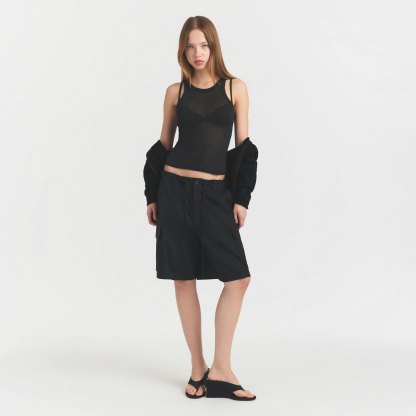 WOVEN COTTON OVERSIZED CARGO SHORT - ONYX